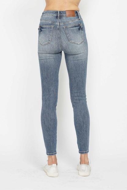 Judy Blue Full Size Tummy Control Contrast Wash Skinny Jeans Sizes 0-24