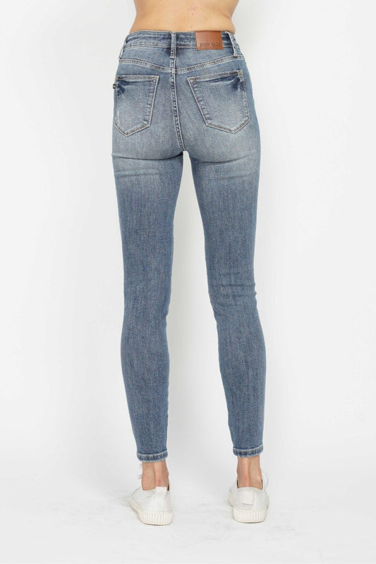 Judy Blue Full Size Tummy Control Contrast Wash Skinny Jeans Sizes 0-24