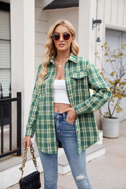 Mandy Plaid Button Up Long Sleeve Shirt S-2XL