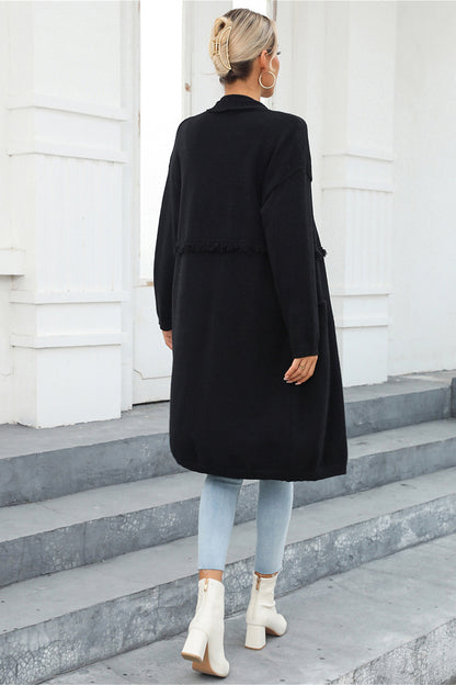 Open Front Pocketed Cardigan S-XL
