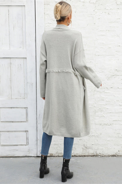Open Front Pocketed Cardigan S-XL