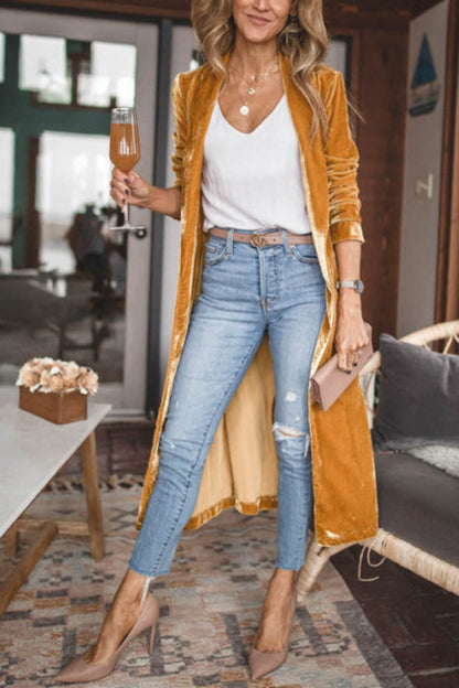 Open Front Long Sleeve Coat S-2XL