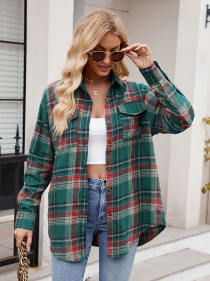 Mandy Plaid Button Up Long Sleeve Shirt S-2XL