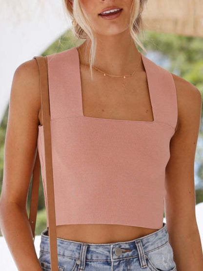 Square Neck Wide Strap Tank Top S-XL