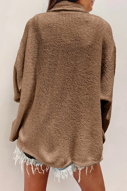 Button Up Long Sleeve Shacket Corduroy Top Size S-2XL