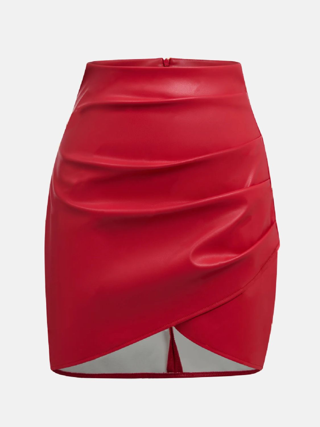 Ruched Asymmetrical Hem Skirt S-XL