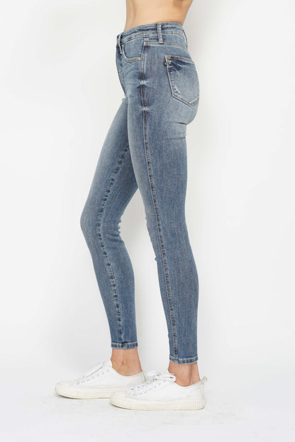Judy Blue Full Size Tummy Control Contrast Wash Skinny Jeans Sizes 0-24