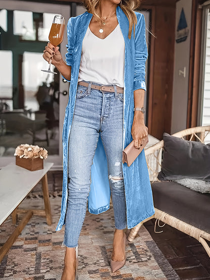Open Front Long Sleeve Coat S-2XL